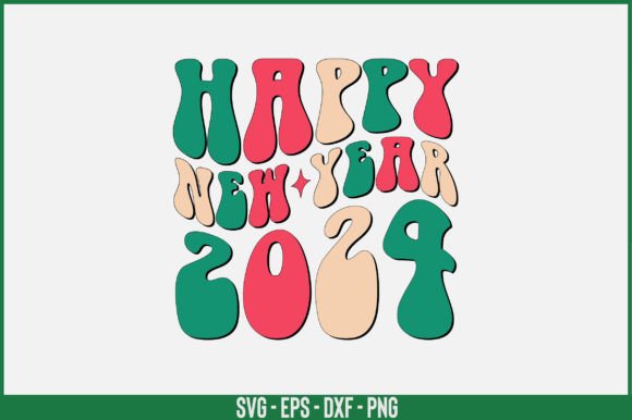 Happy New Year 2024 Retro Svg Design
