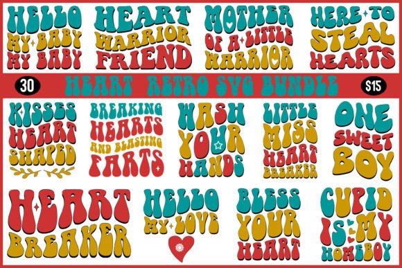 Heart Retro Svg T Shirt Design Bundle Review