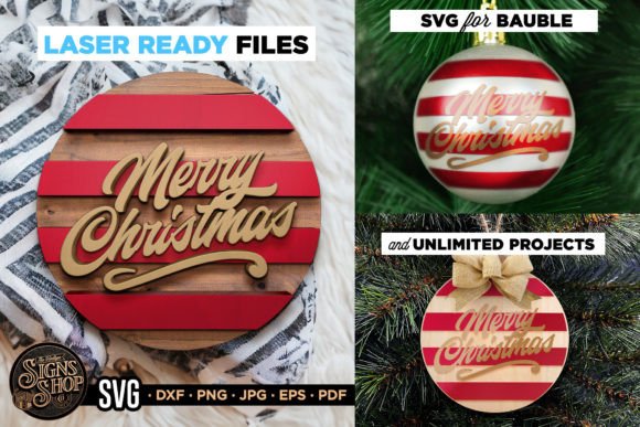 Merry Christmas Retro SVG Door Sign
